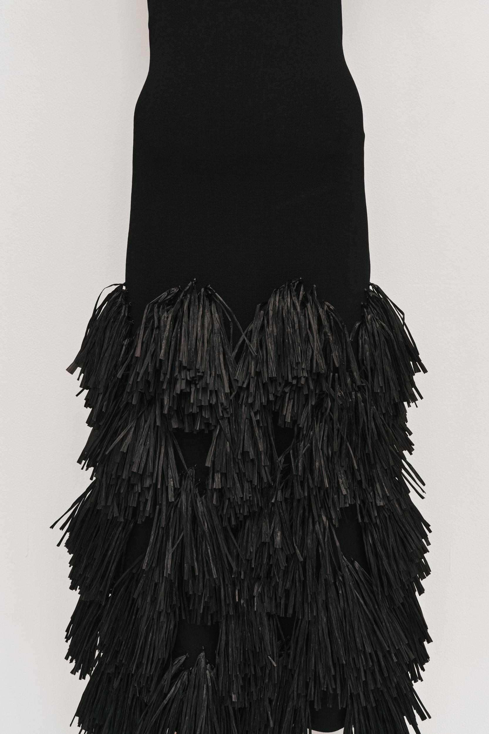 Elva Raffia Knit Midi Dress-BLACK / XXS Product Image