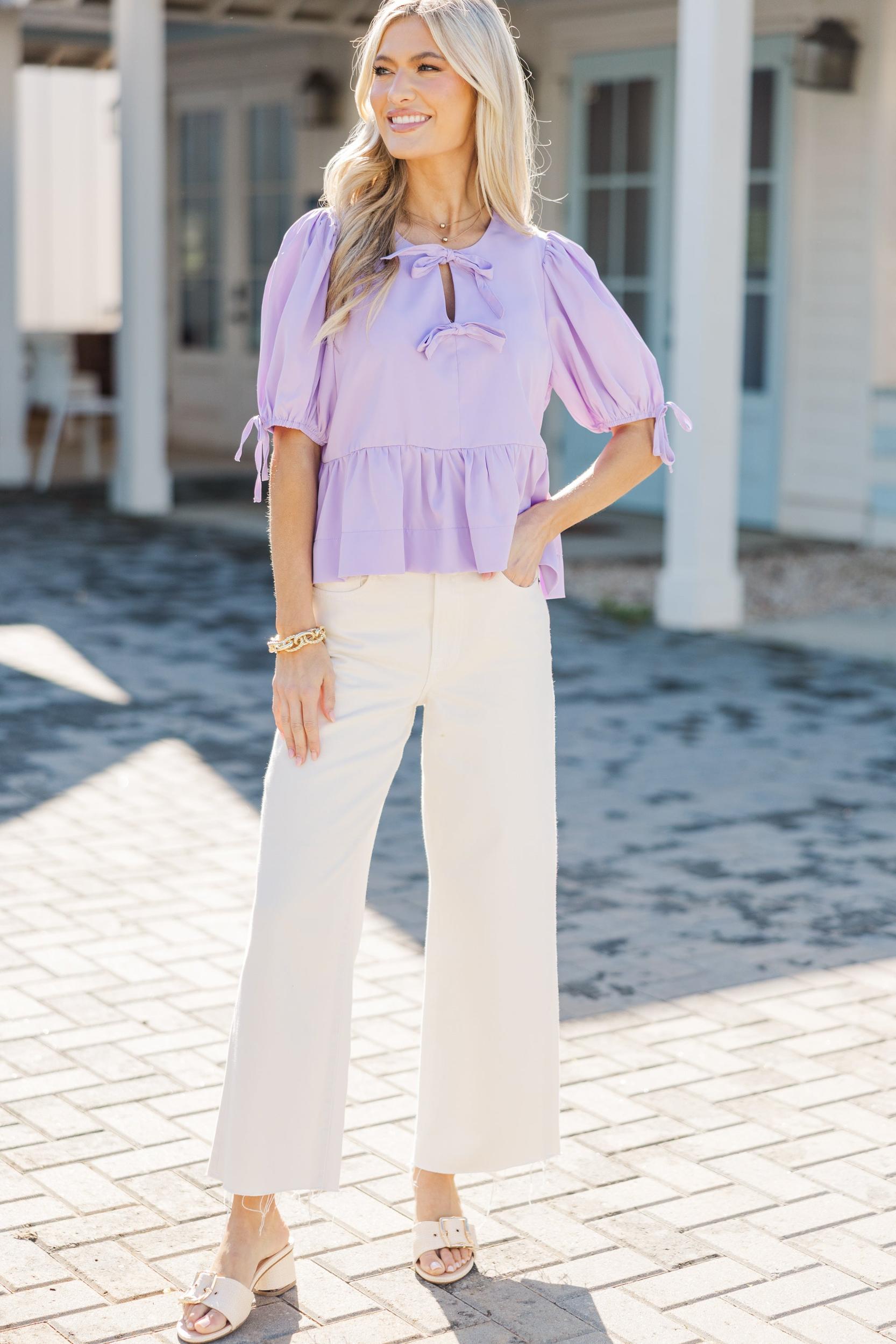 Doing It All Lavender Blouse Female Product Image