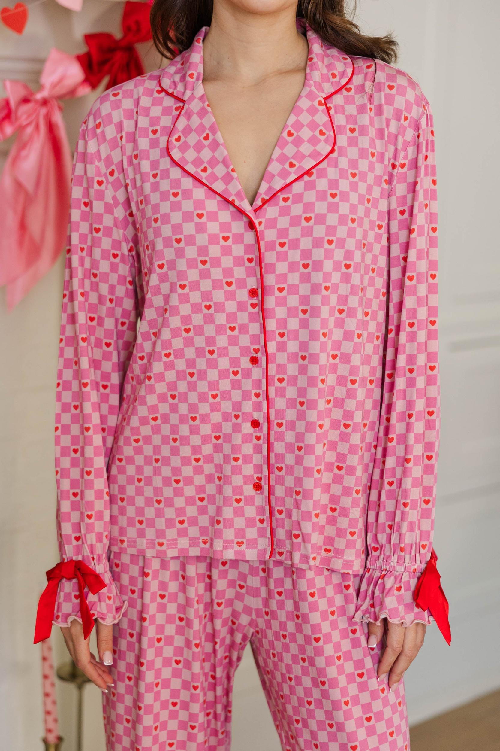 Cozy Moments Pink Gingham Pajama Set Female Product Image