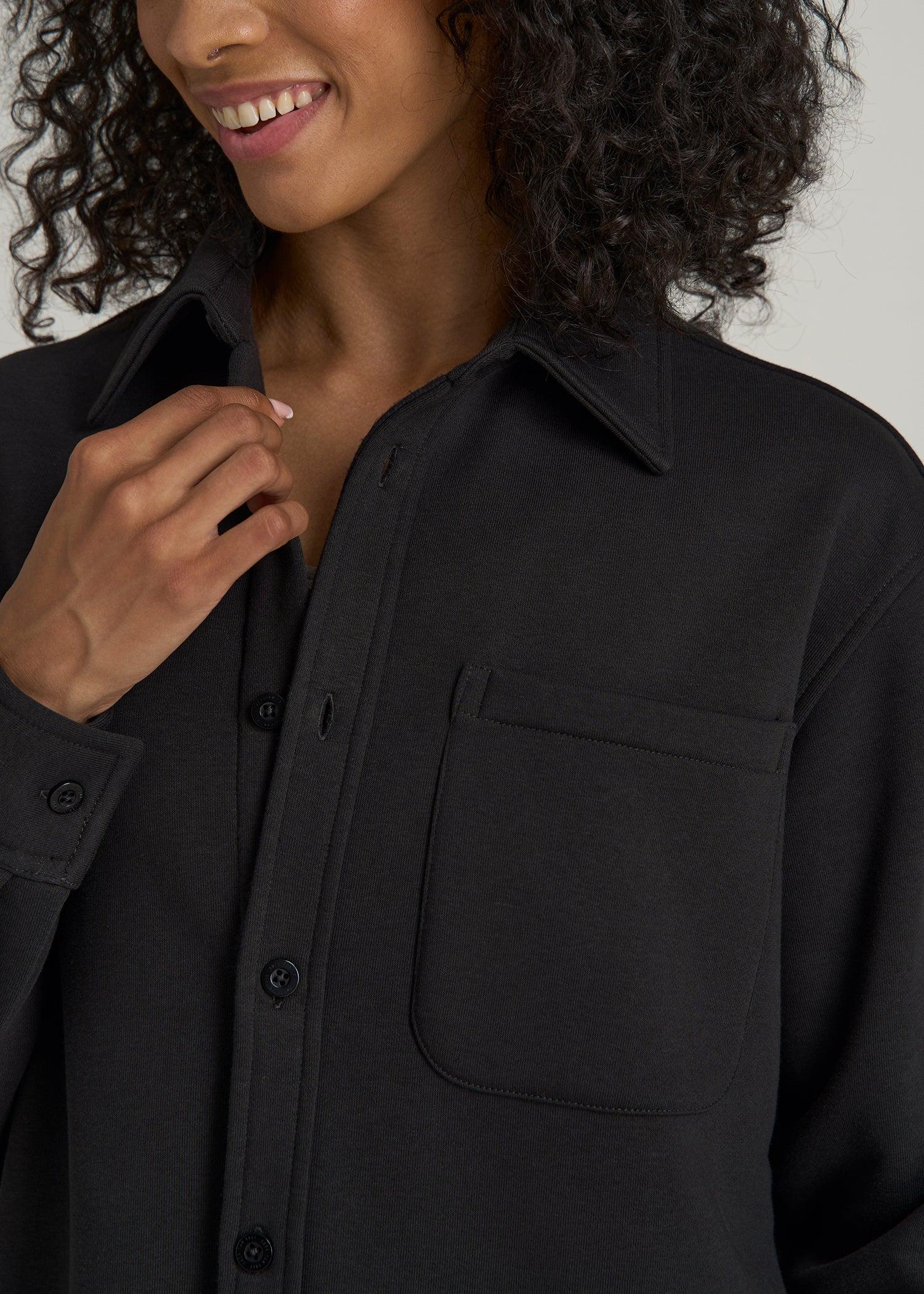 Wearever 2.0 Fleece Shacket for Tall Women in Graphite Black Female Product Image