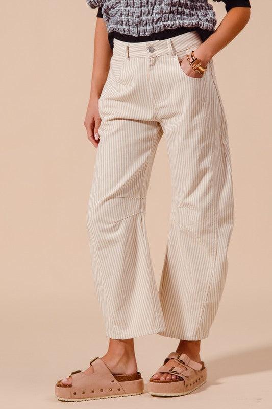 Pinstripe Barrel Trousers Product Image