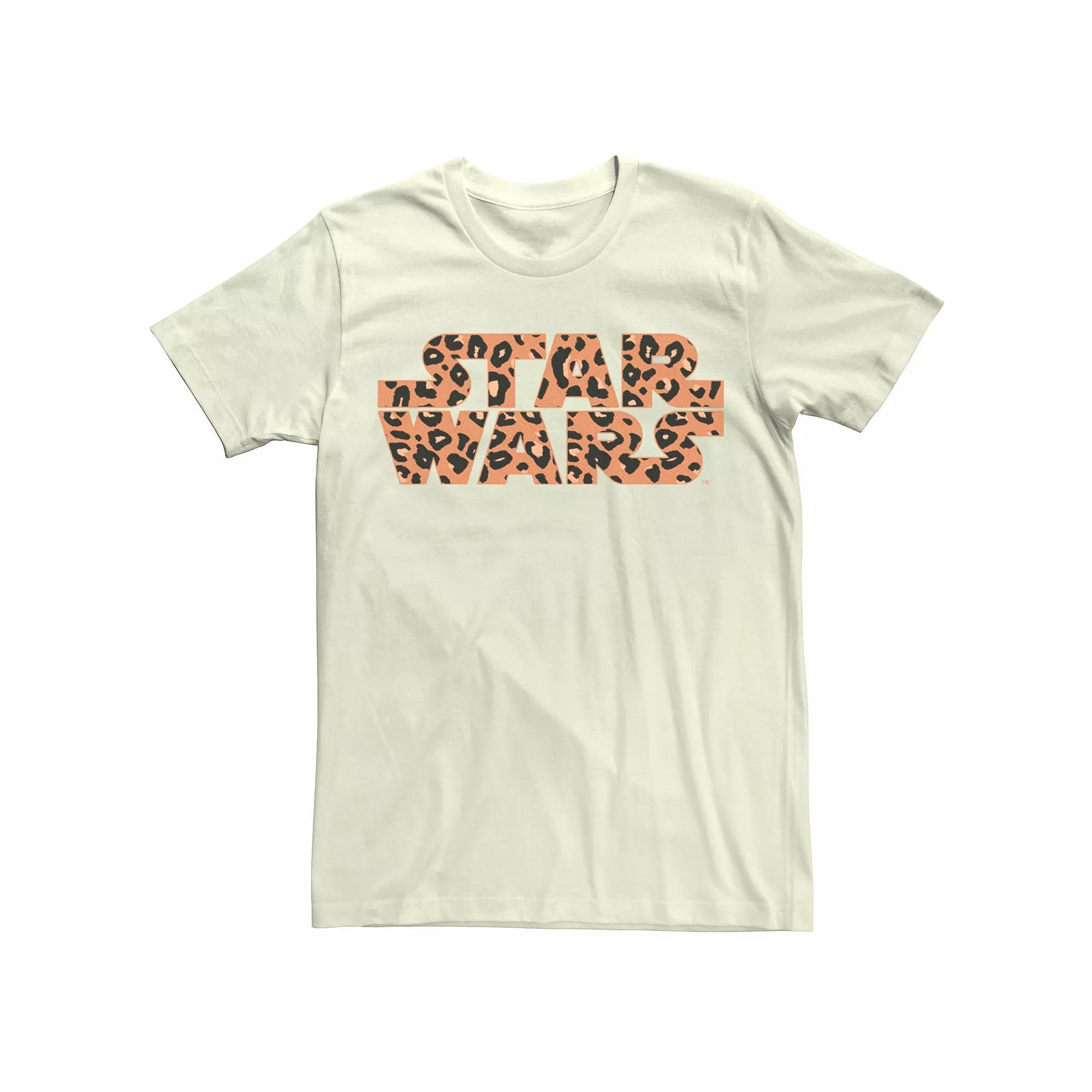 Men's Star Wars Basic Logo Cheetah Print Fill Tee, Size: Medium, Natural Product Image