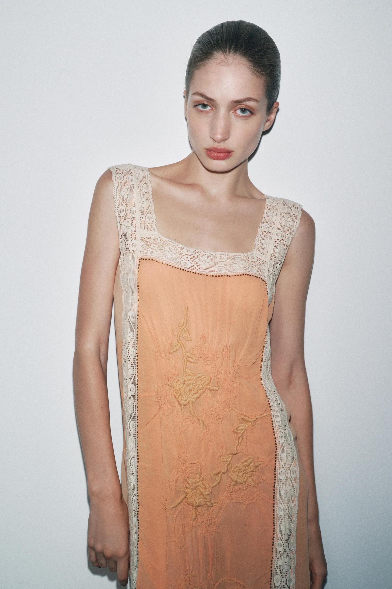 TEXTURED EMBROIDERED LACE DRESS Product Image