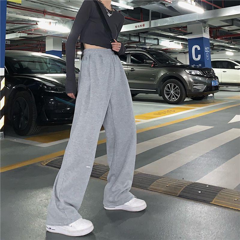 Plain Wide Leg Sweatpants Product Image