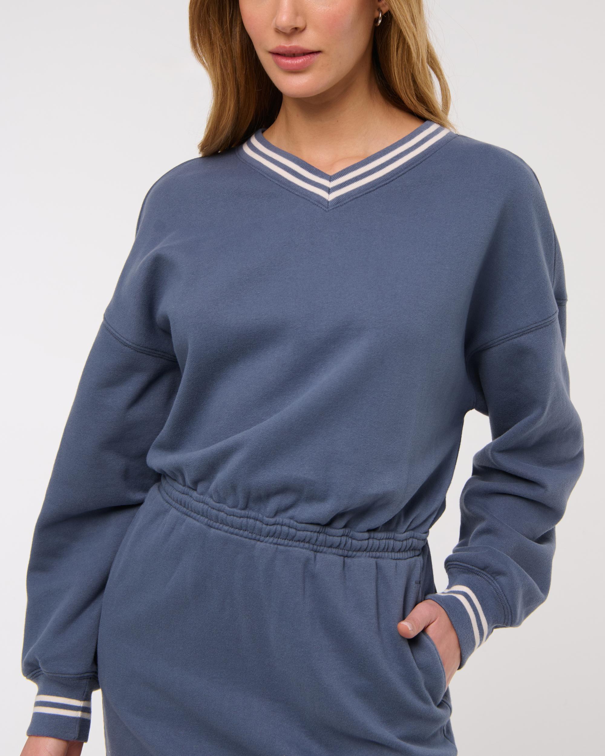 Fleece V-Neck Mini Dress Product Image