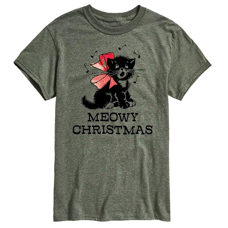 Men's Vintage Meowy Christmas Graphic Tee,  Product Image