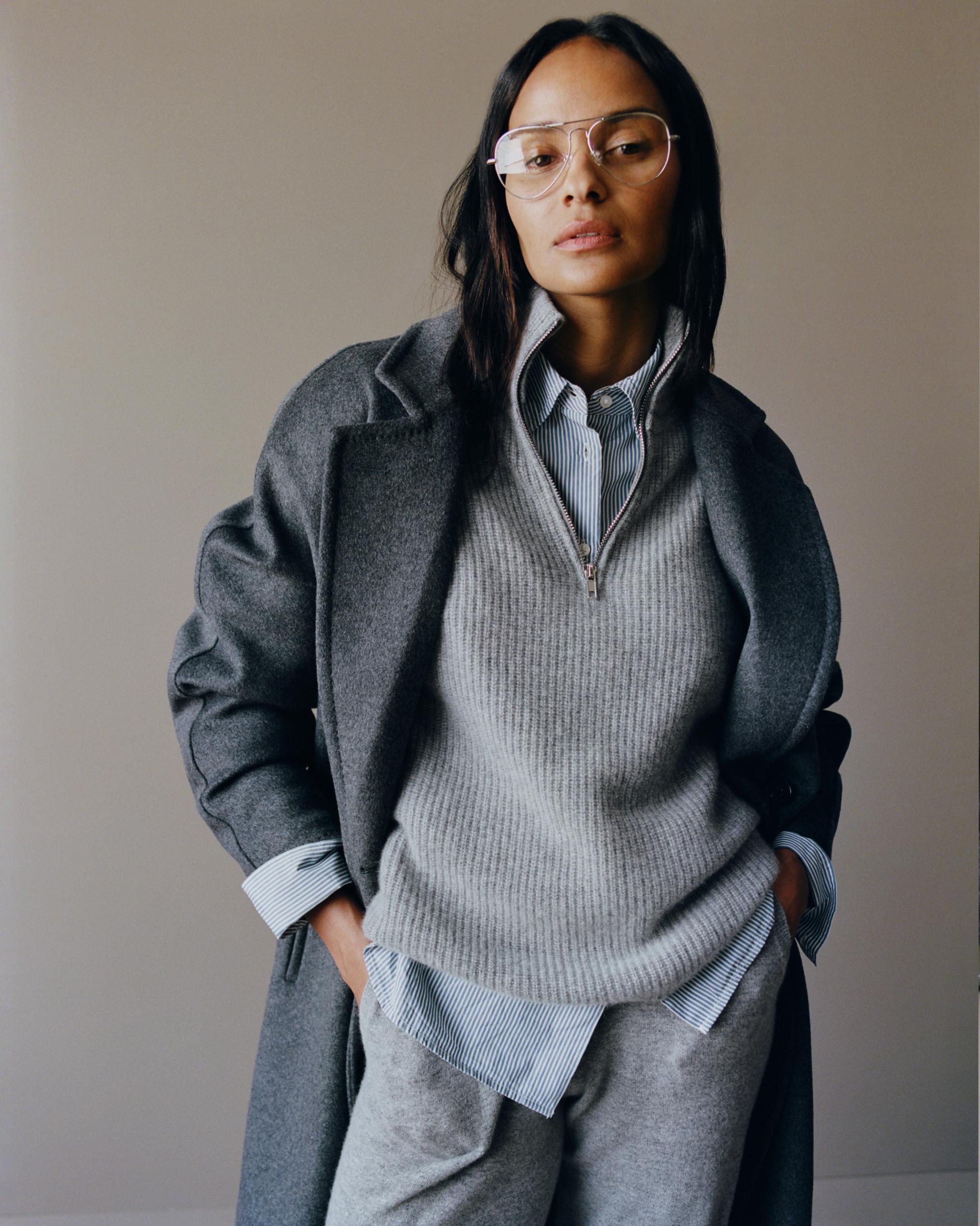 Quince | Women's Mongolian Cashmere Fisherman Quarter Zip Sweater Product Image