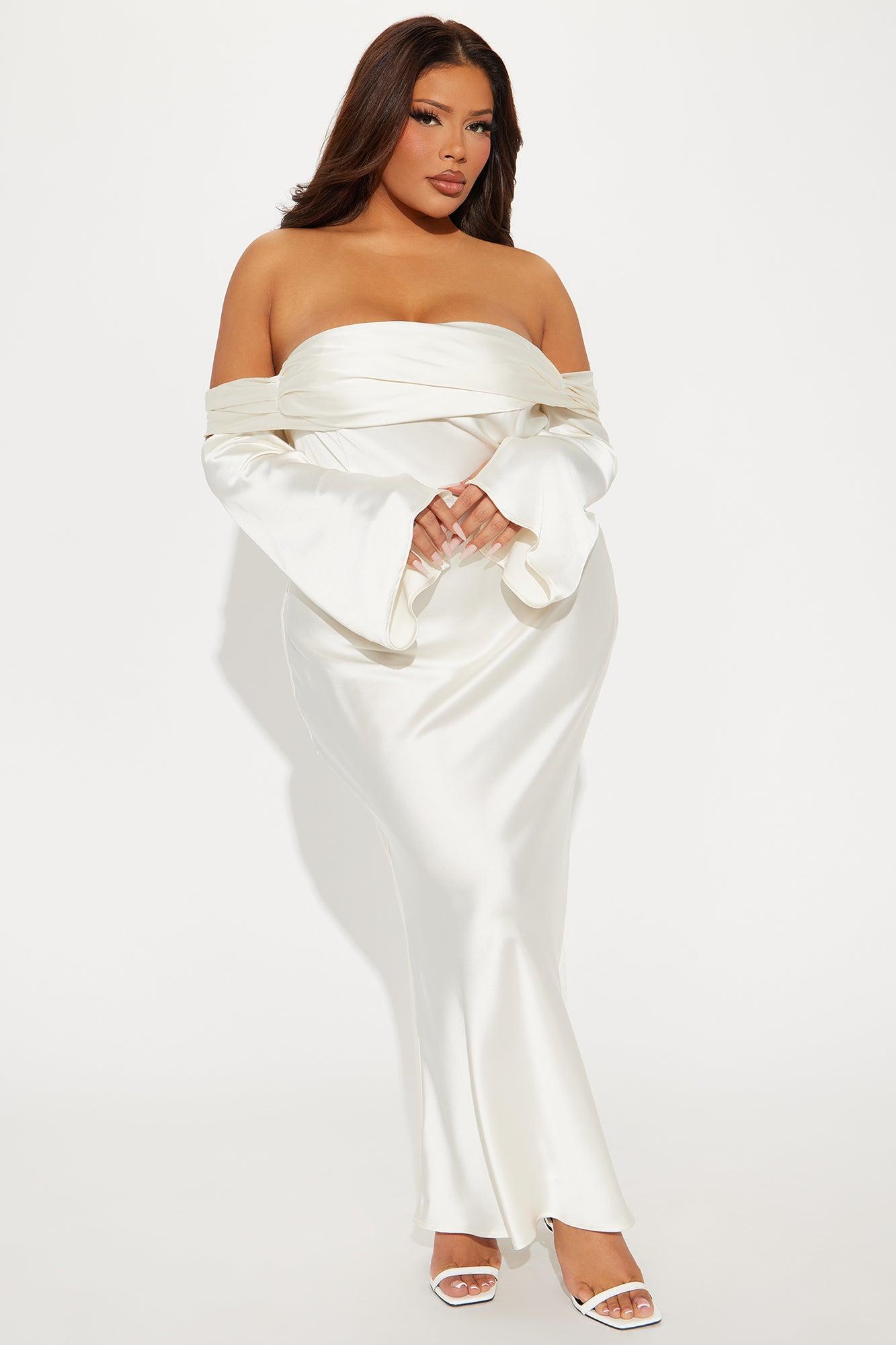 Amandine Satin Maxi Dress - Cream Product Image