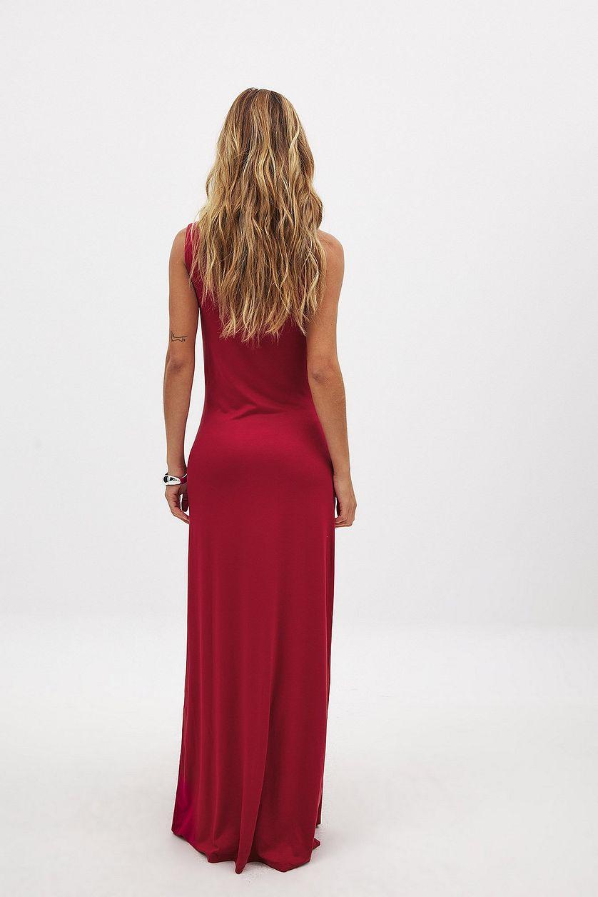 Soft Line Boat Neck Sleeveless Maxi Dress Product Image