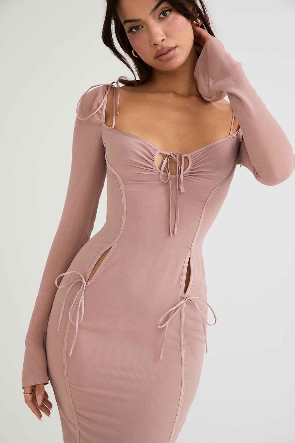 Ophelia  blush cutout midi dress Product Image