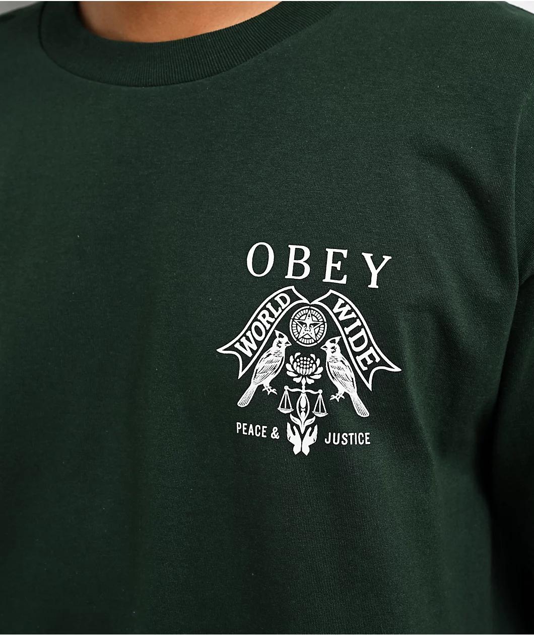 Obey Birds Of Justice Green T-Shirt Product Image