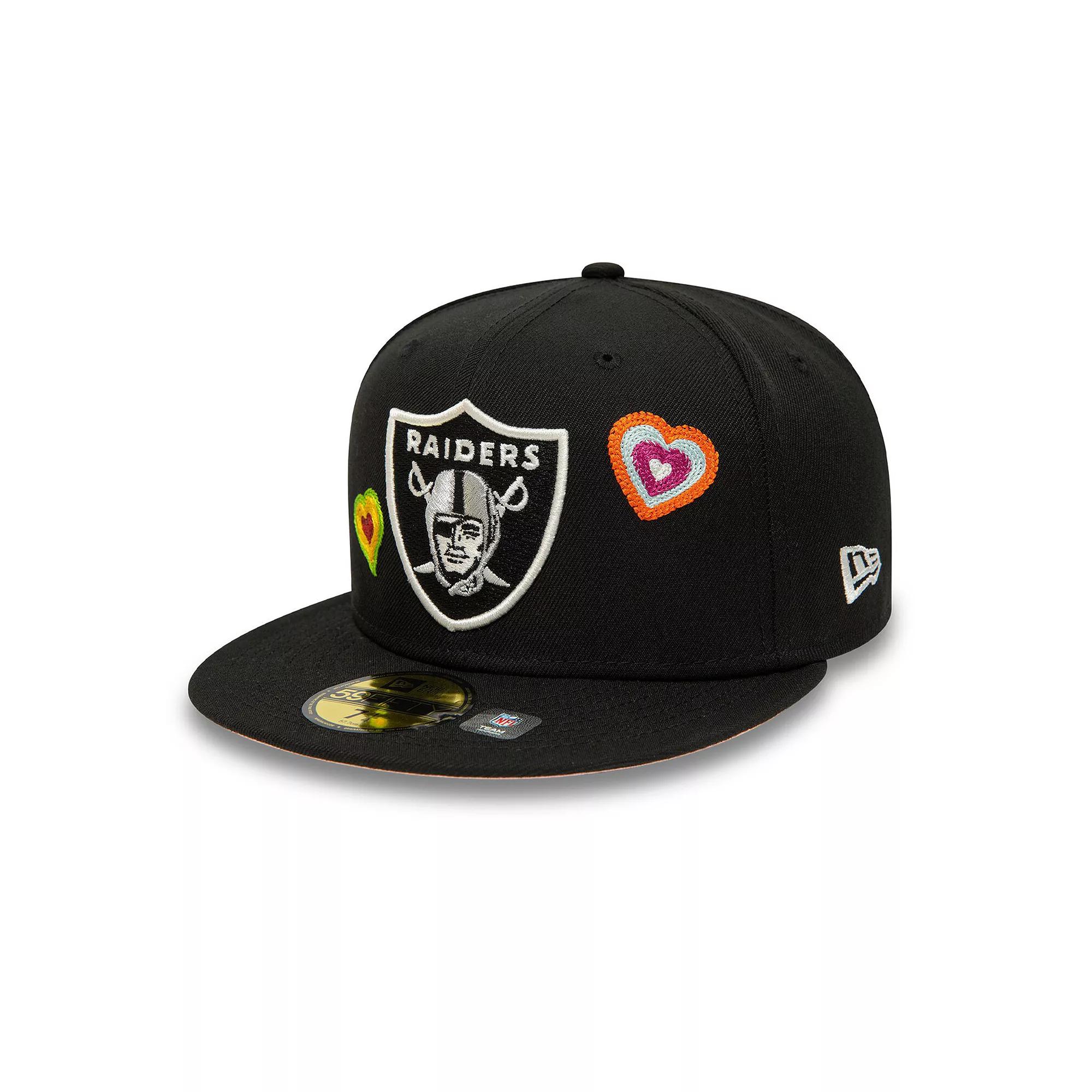 Men's New Era Black Las Vegas Raiders Chain Stitch Heart 59FIFTY Fitted Hat, Size: 7 7/8, Lvr Black Product Image