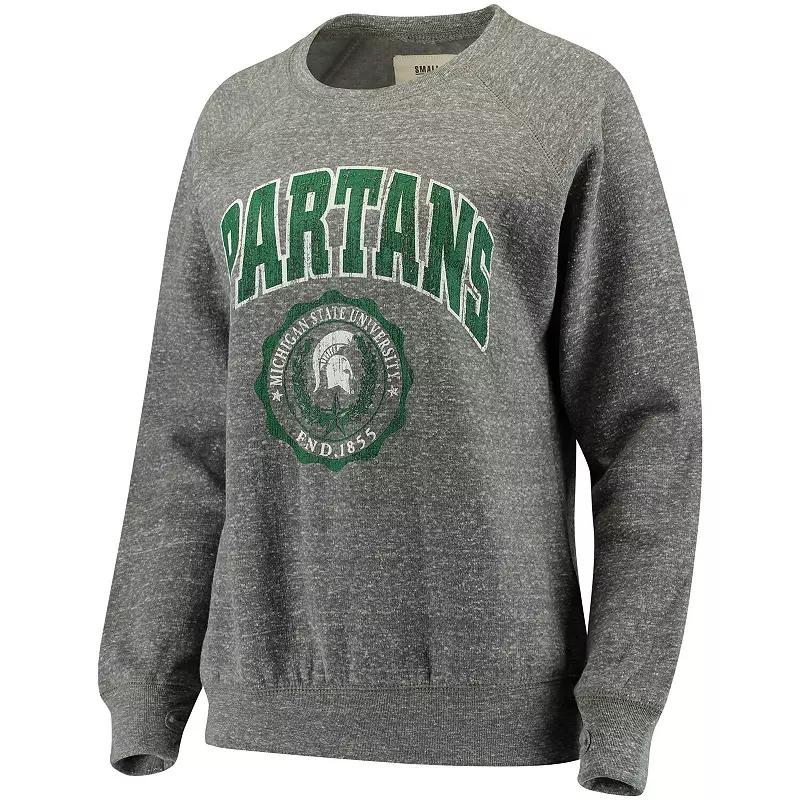 Women's Pressbox Heathered Gray Michigan State Spartans Edith Vintage Knobi Pullover Sweatshirt,  Product Image