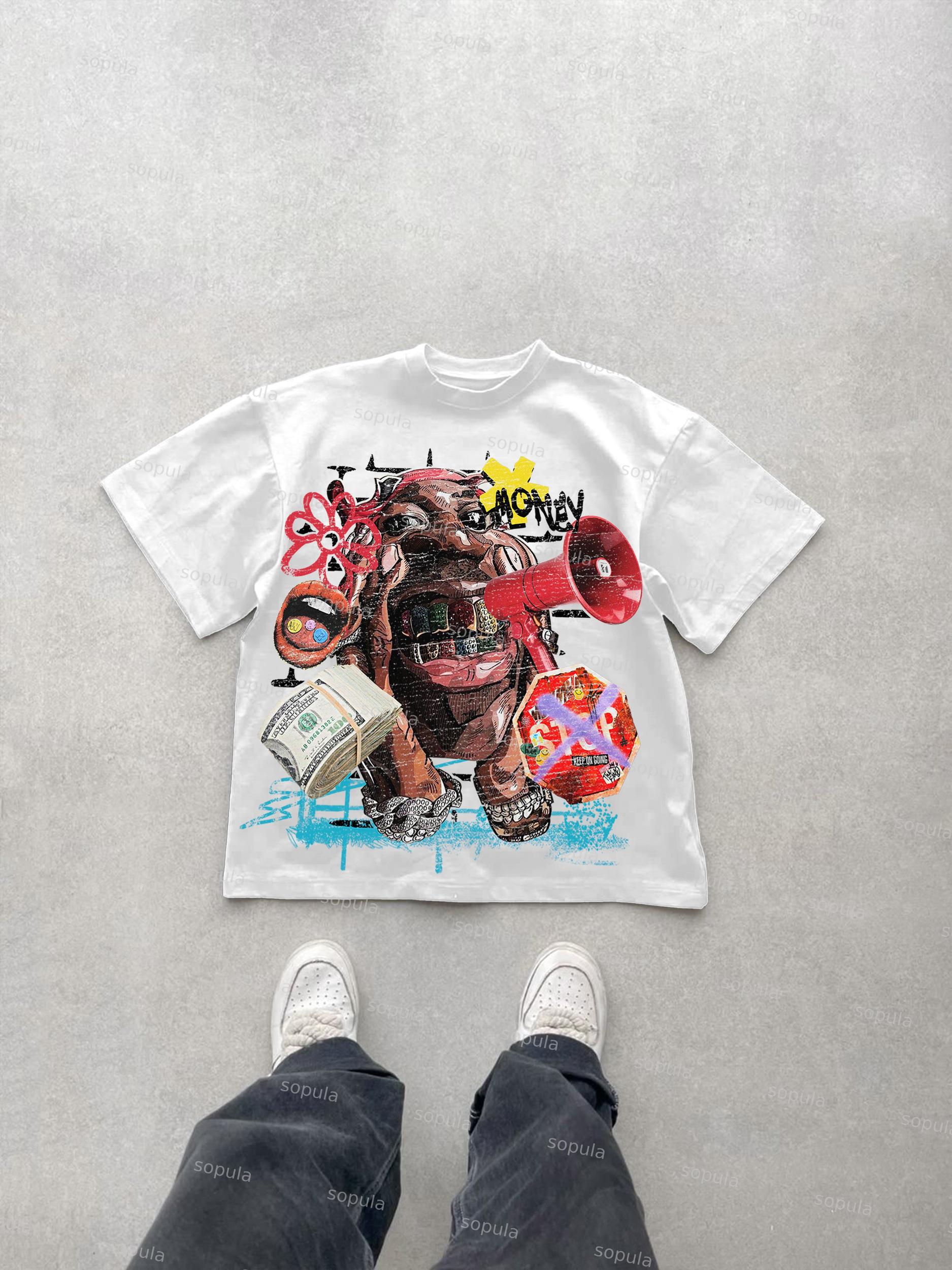 Screaming Money Graphic Cotton T-shirt Product Image