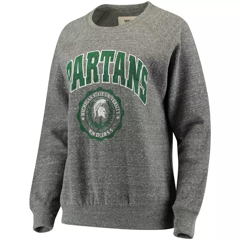 Women's Pressbox Heathered Gray Michigan State Spartans Edith Vintage Knobi Pullover Sweatshirt,  Product Image