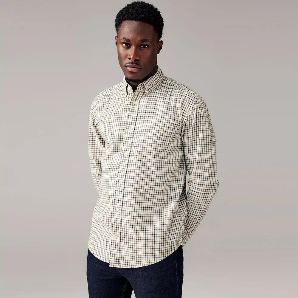 Men's NEXT Micro Check Long Sleeve Shirt, Size: XXL, White Product Image