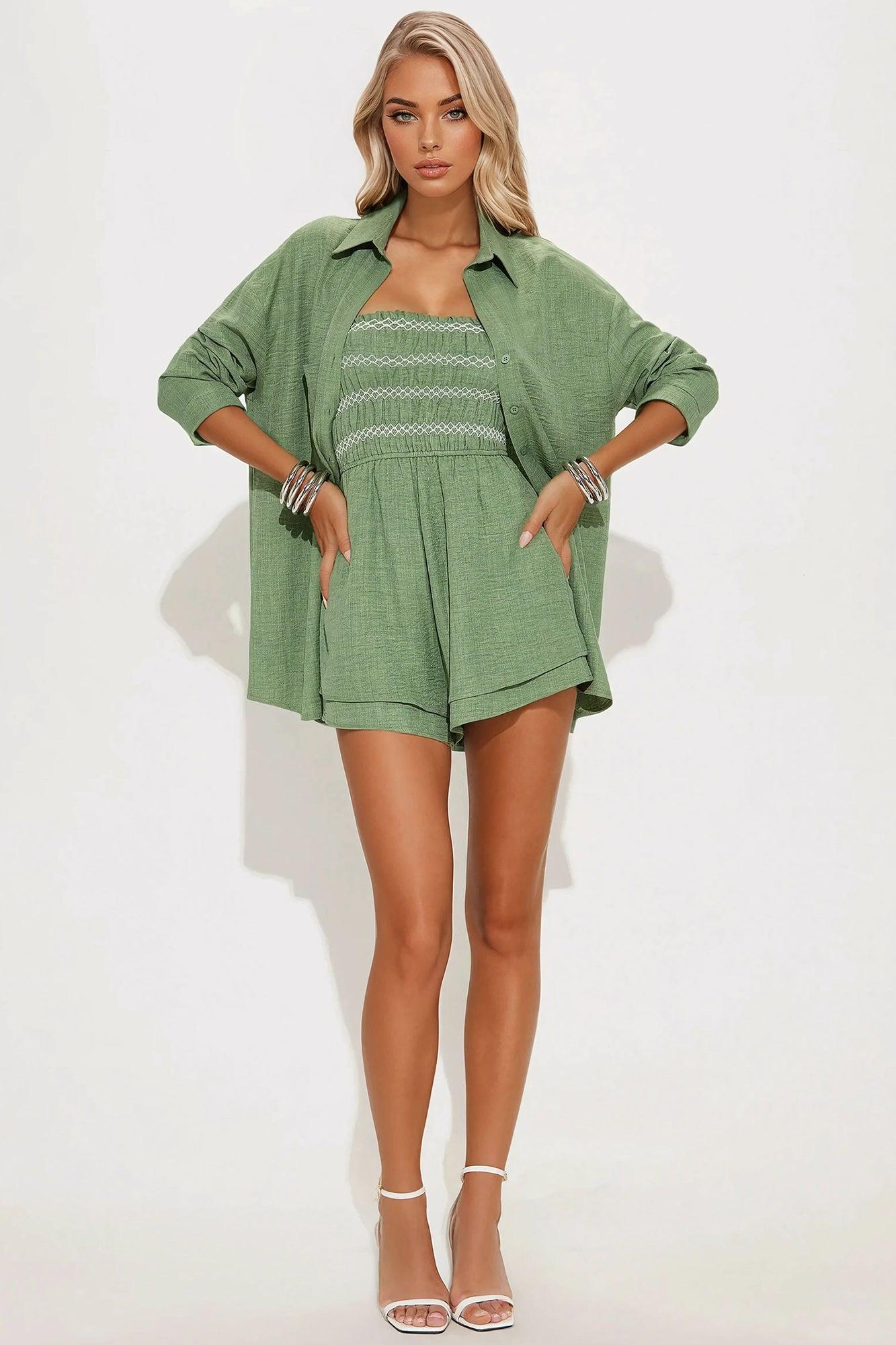 Fine Time Romper Set - Green Product Image