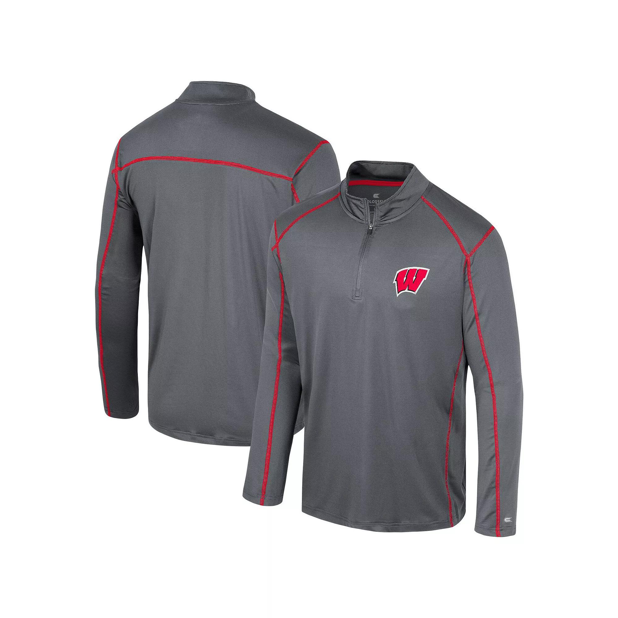 Men's Colosseum Black Wisconsin Badgers Cameron Quarter-Zip Windshirt, Size: Large Product Image