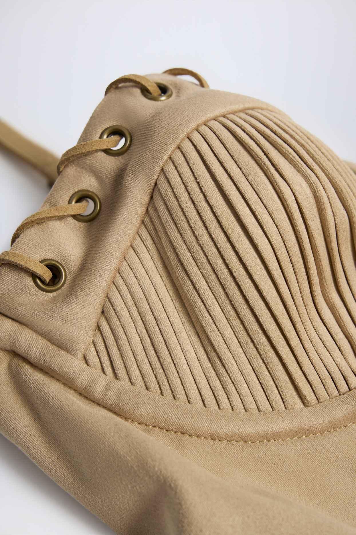 Lace-Up Tiered Corset Mini Dress in Tan Product Image