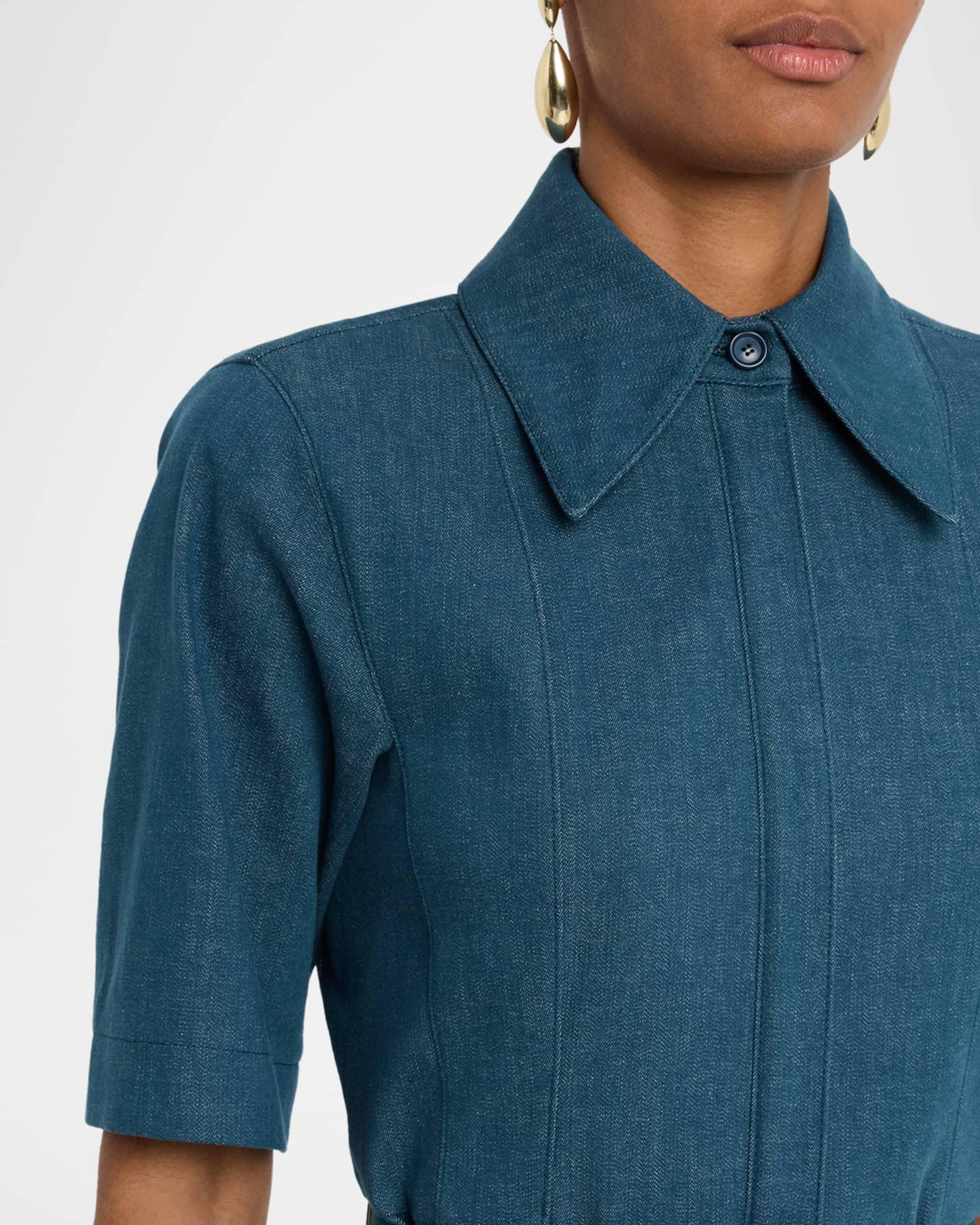Belted Stretch Cotton Denim Shirtdress Product Image