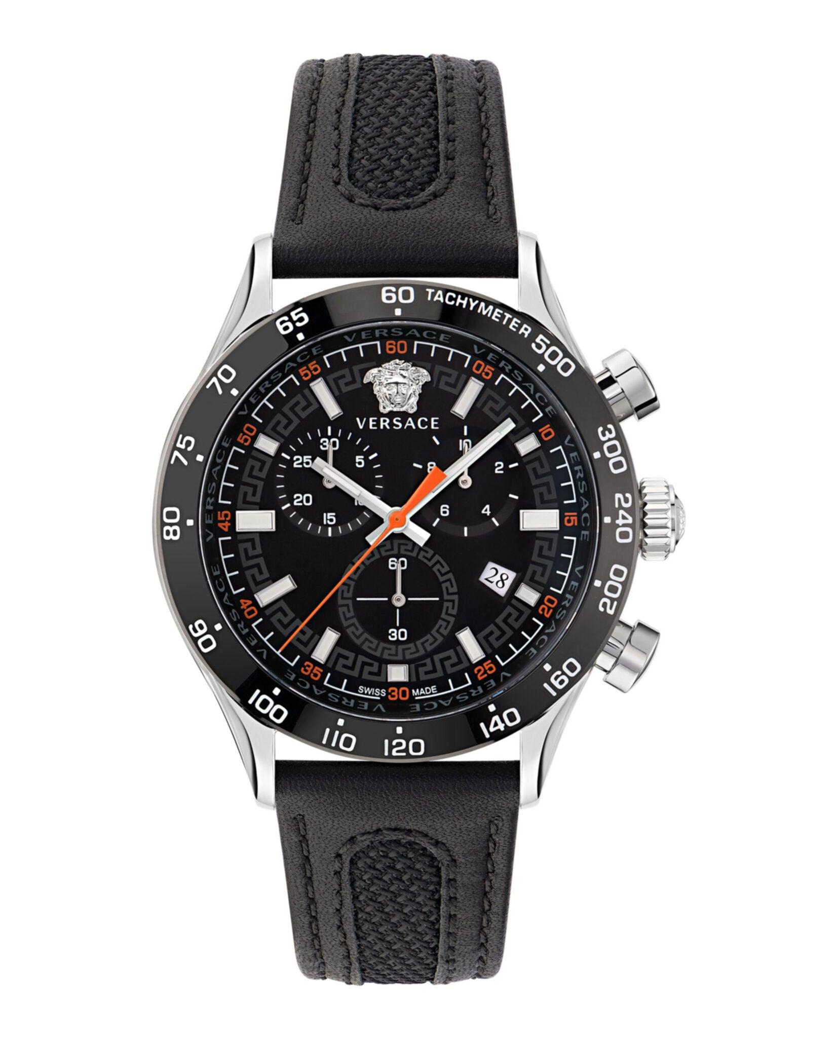 Versace Hellenyium Chrono Leather Watch Product Image