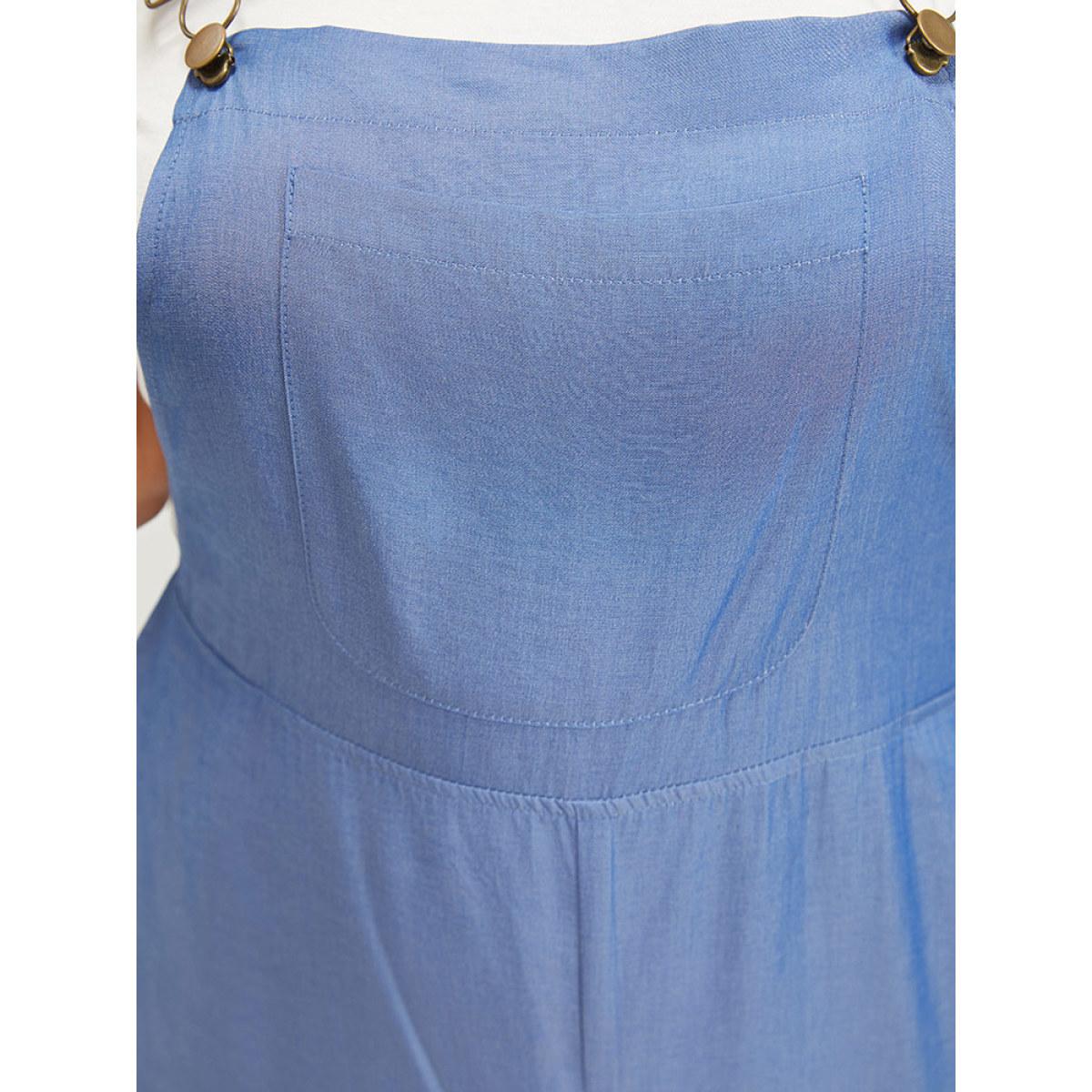 Plus Size Stone Solid Patched Pocket Gathered Overall Jumpsuit Women Casual Sleeveless Spaghetti Strap Dailywear Loose Jumpsuits BloomChic 18-20/2X Product Image