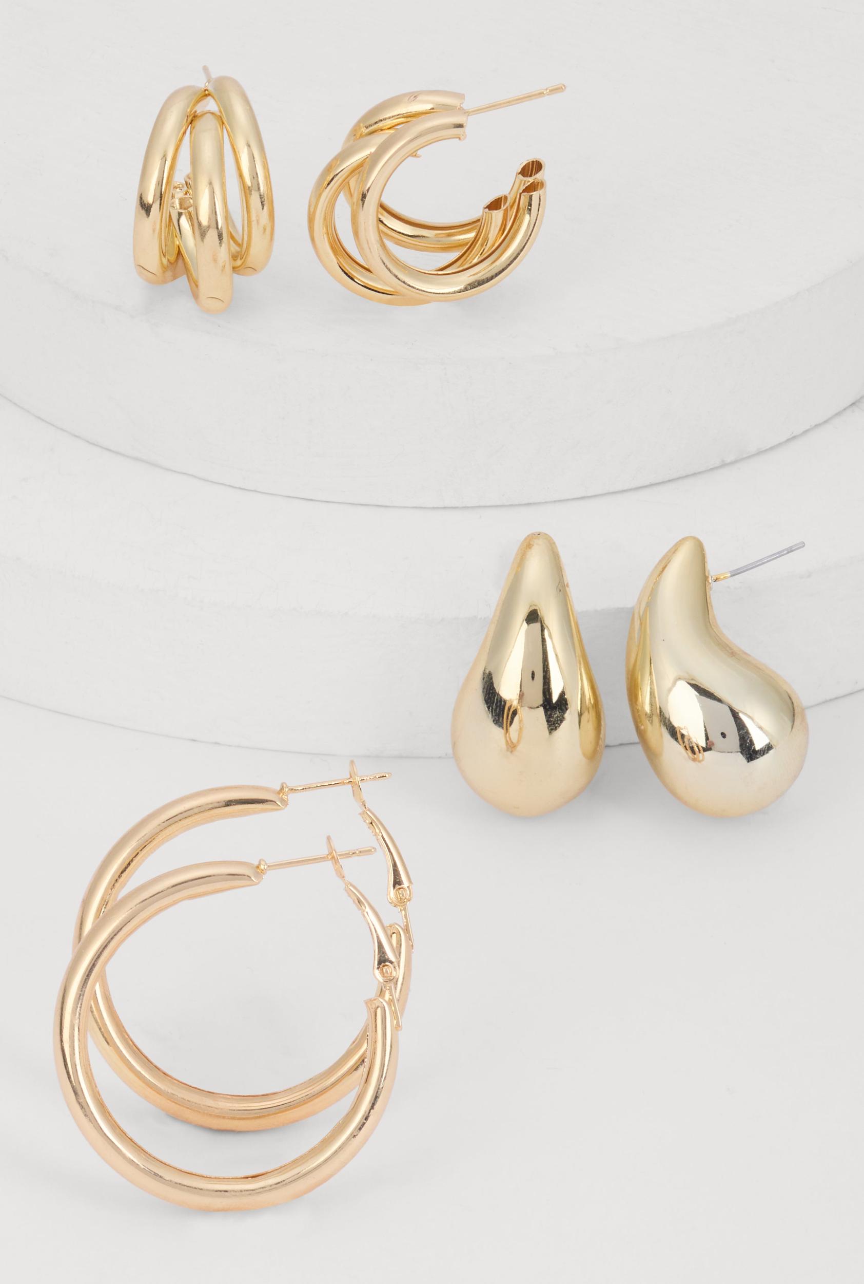 Heart Toggle Necklace and Bracelet with Hoop Earring Trio Unisex Product Image