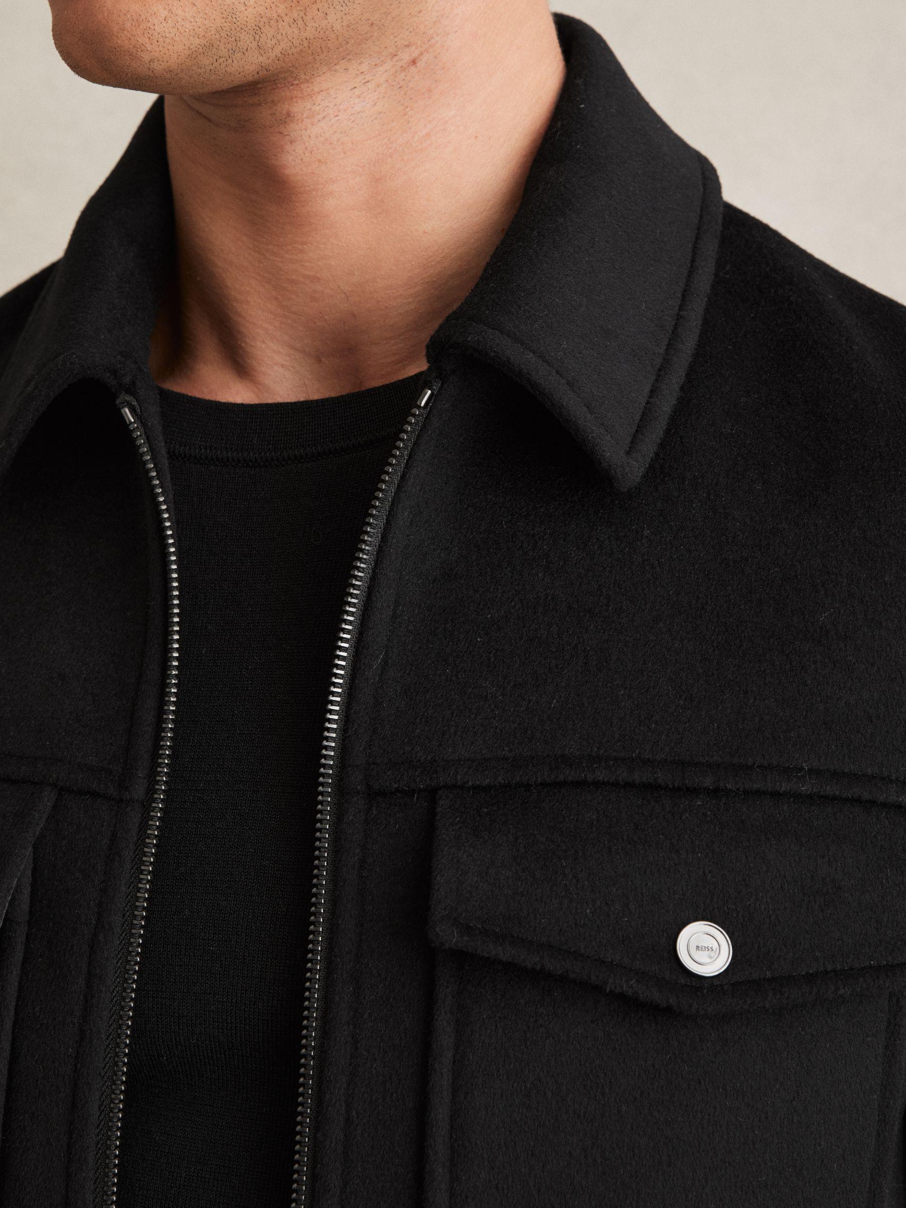 Zip-Through Trucker Jacket With Wool in Black Product Image