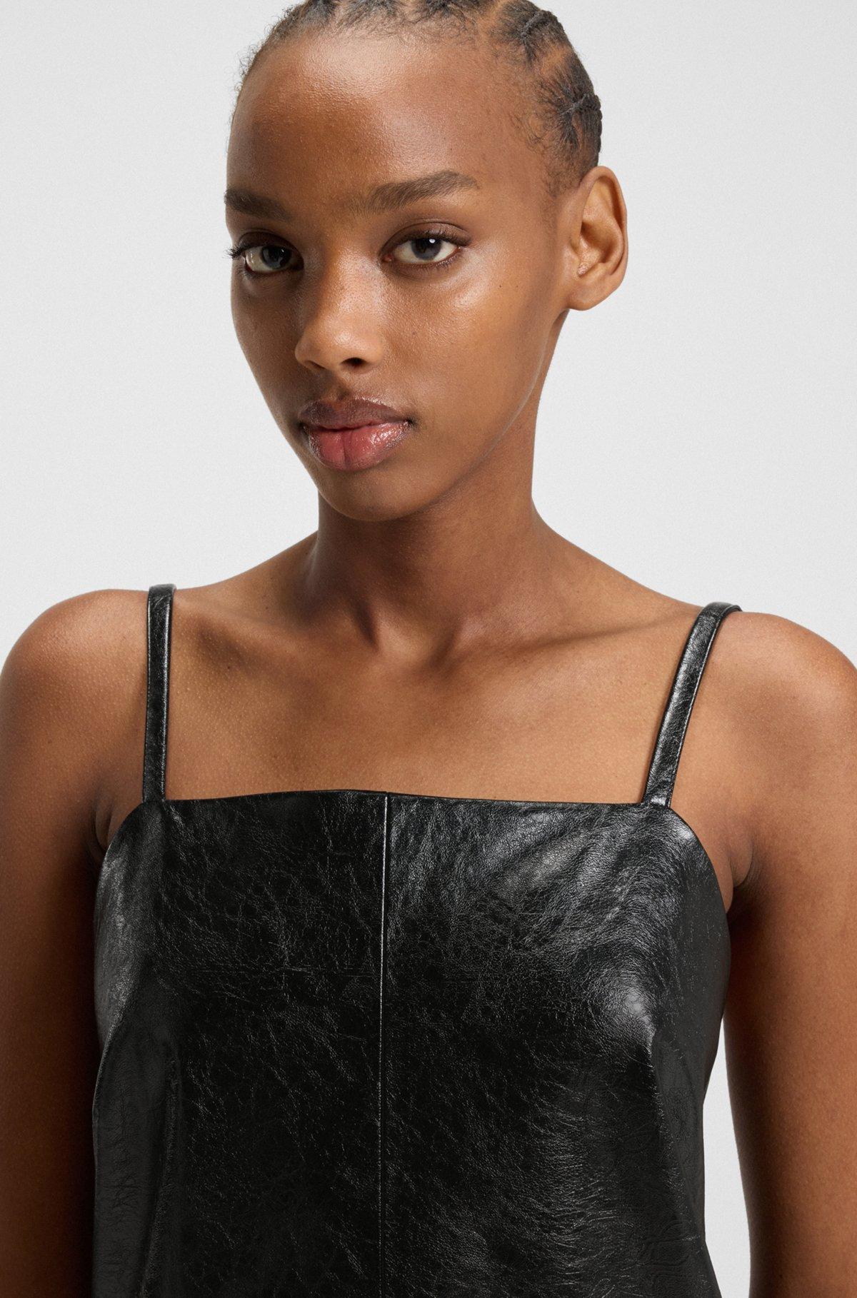 HUGO - Strappy mini dress in faux leather with embossed pattern - Patterned Product Image