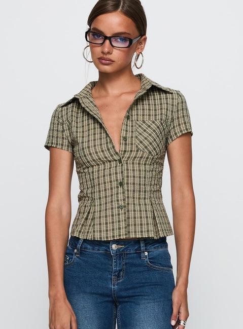 Alma Mater Top Green Check Product Image