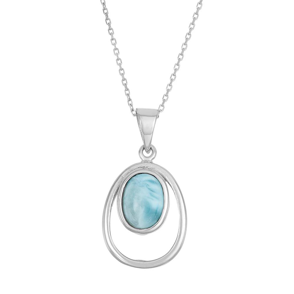 Larimar Sterling Silver Double Oval Pendant Necklace, Women's, Size: 18", Blue Product Image