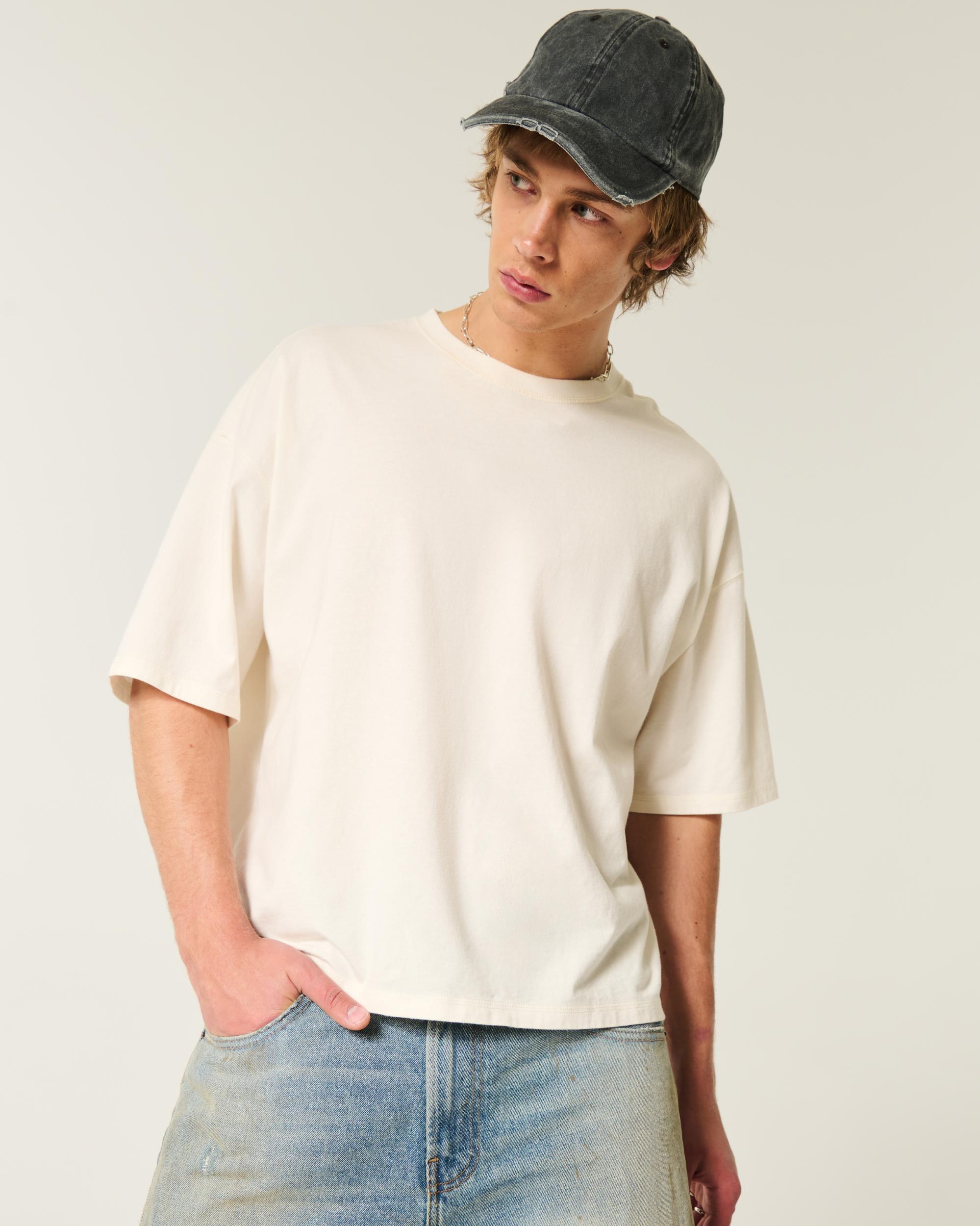 Washed Baggy Crop Crew T-Shirt Product Image