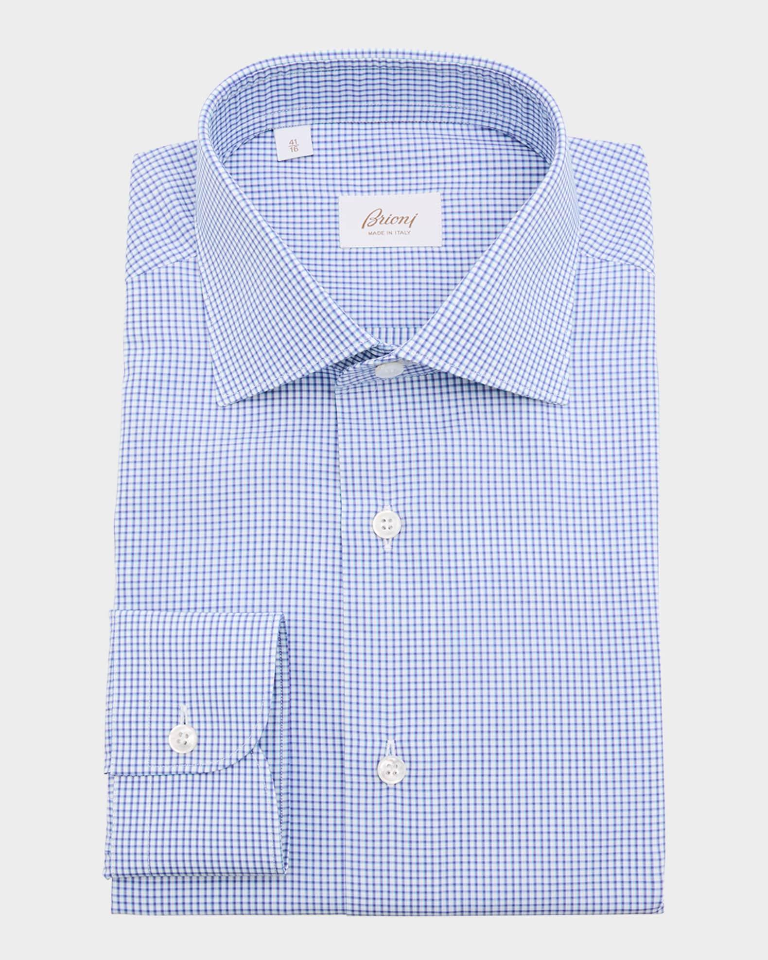 Men's Cotton Grid Check Dress Shirt Product Image