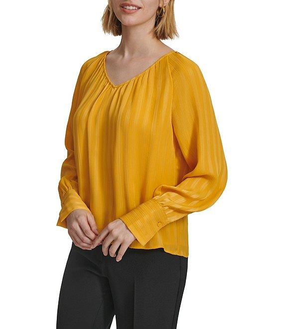 Calvin Klein V Neckline Long Sleeve Blouse Product Image