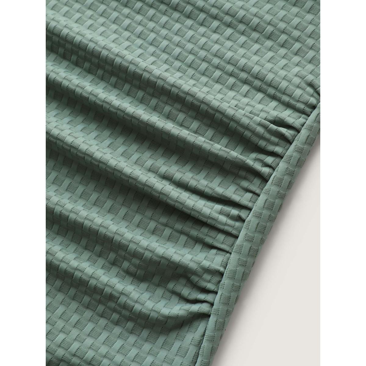 Plus Size Textured Ruffled Solid One-Piece Swimsuit Women's Swimwear Greenbean Resort Texture Curve Bathing Suits High stretch One Pieces BloomChic 28/5X Product Image