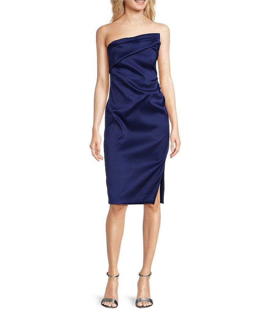 Donna Karan Asymmetrical Strapless Neck Sheath Dress Product Image
