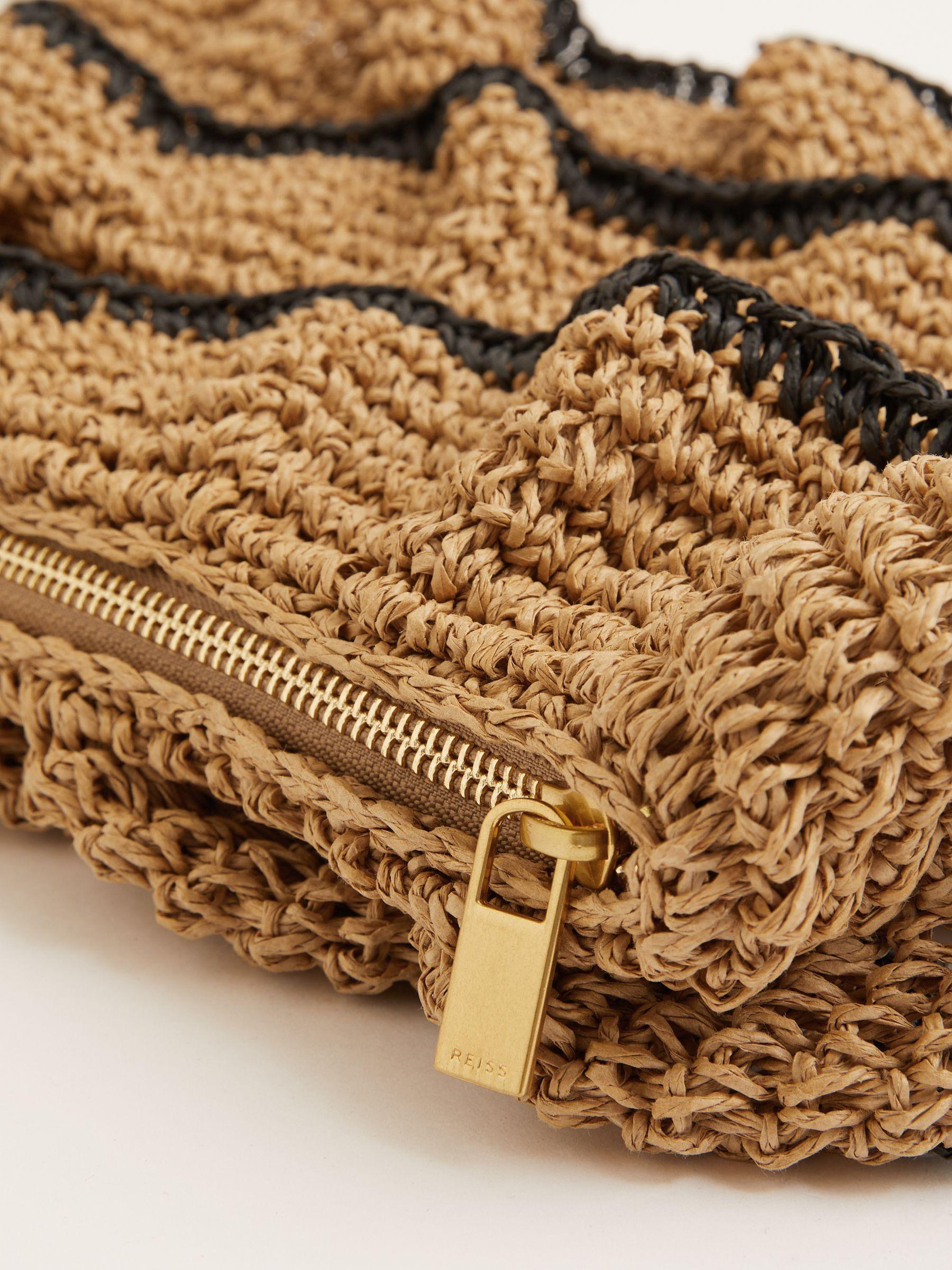 Raffia Ruffle Clutch Bag in Natural Product Image