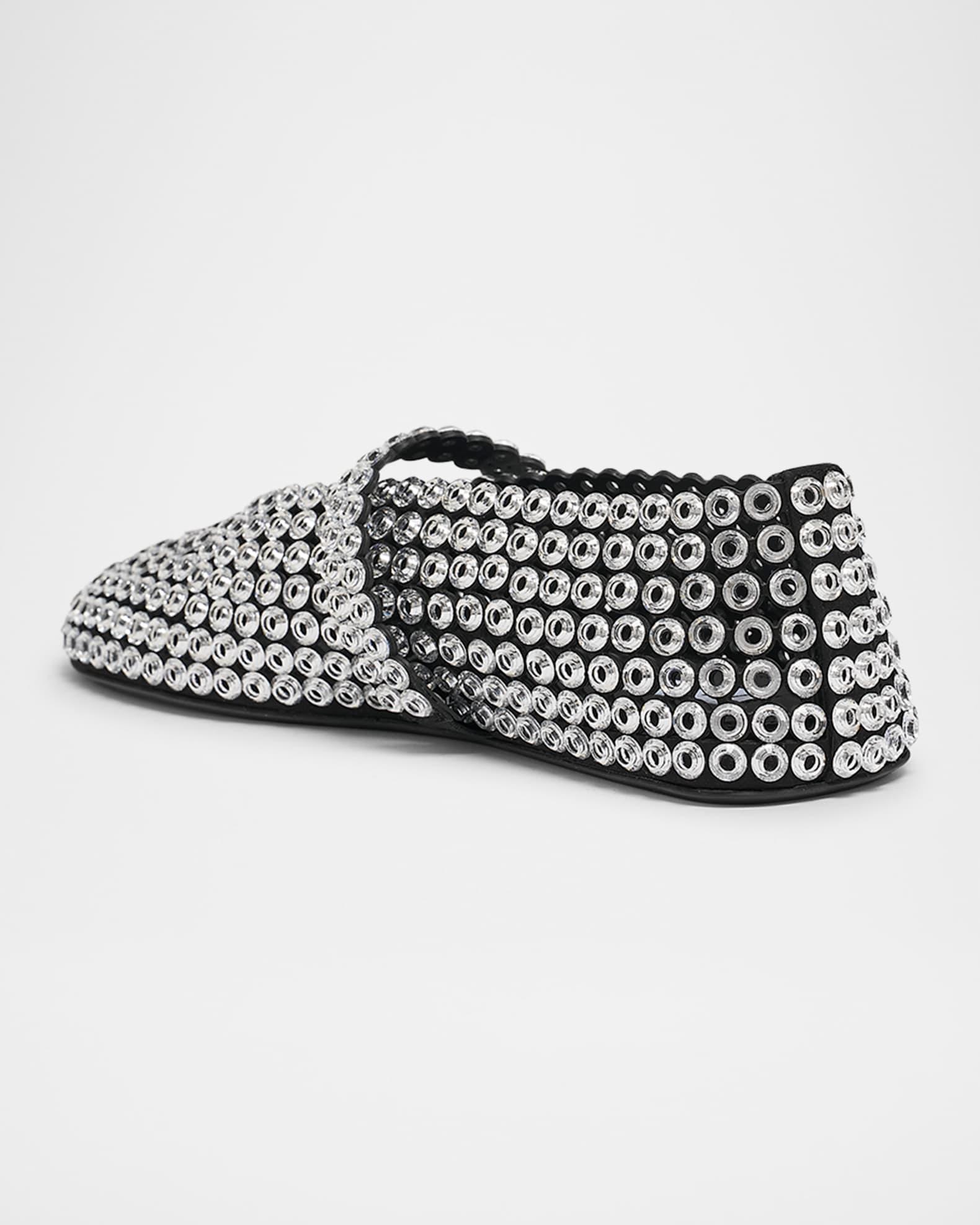 Studded Suede Mesh Mary Jane Flats Product Image