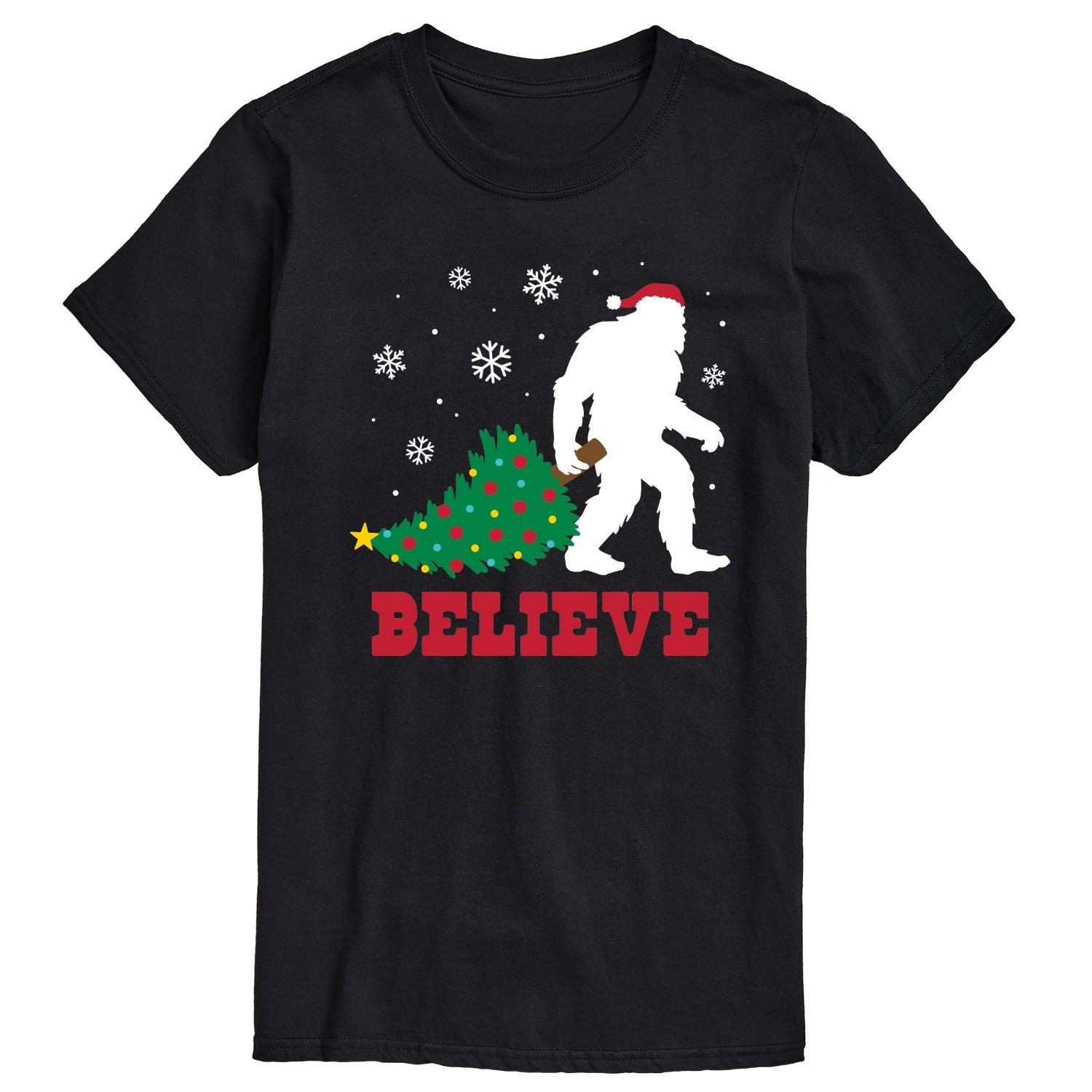 Big & Tall Sasquatch Believe Christmas Tree Graphic Tee, Men's,  Product Image