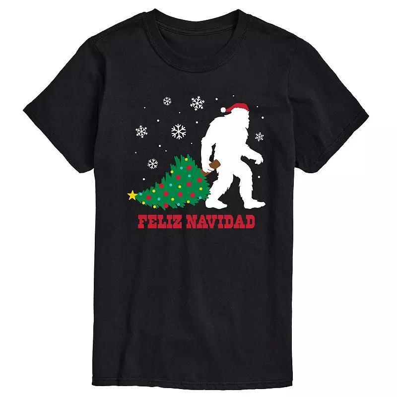 Big & Tall Sasquatch Believe Christmas Tree Graphic Tee, Men's,  Product Image