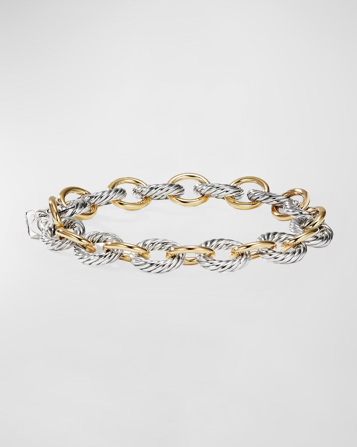 Chain Oval Link Bracelet with 18K Gold and Silver, 10mm, 7.5 Product Image