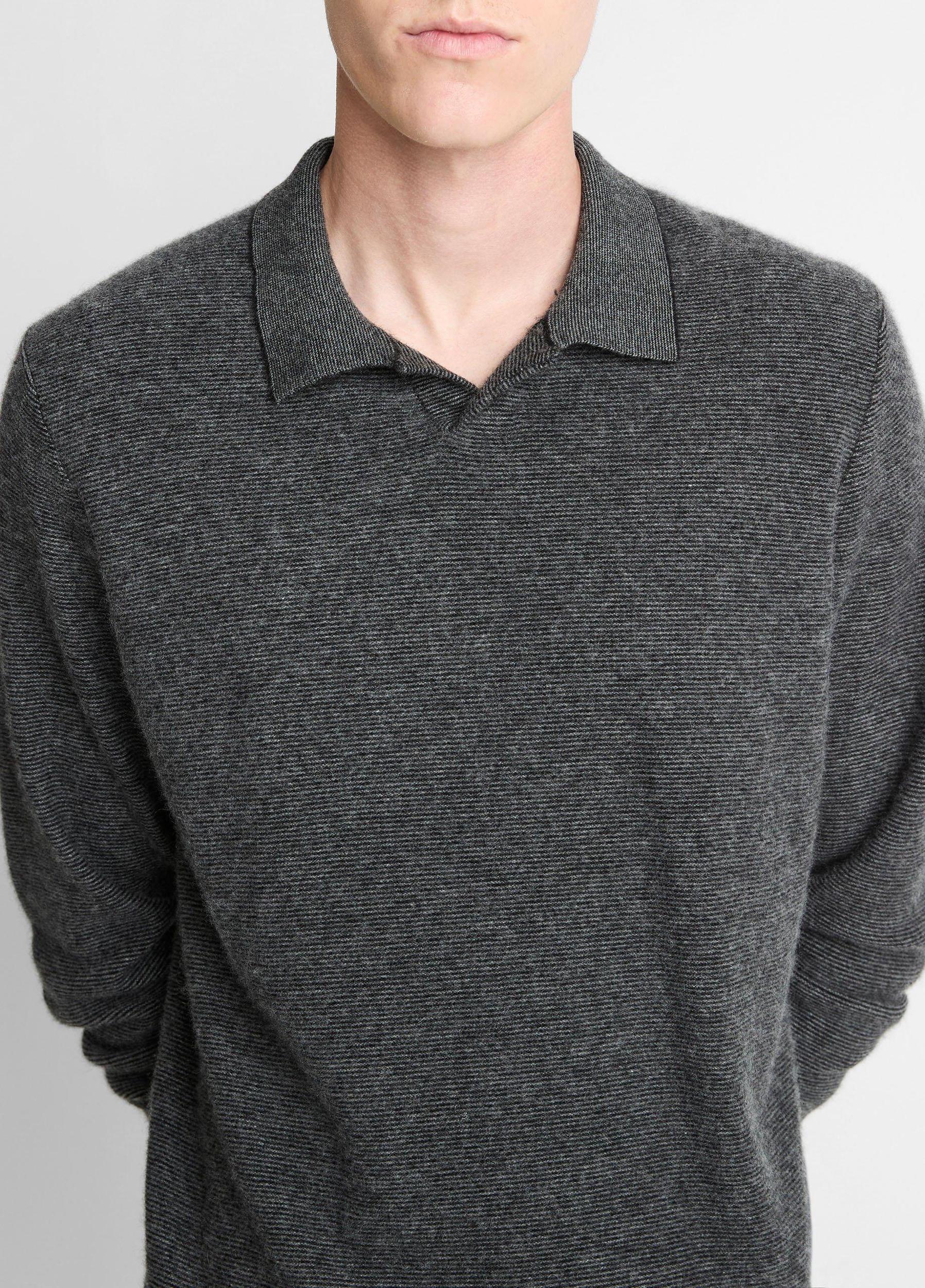 Feed Stripe Plush Cashmere Johnny-Collar Sweater Product Image