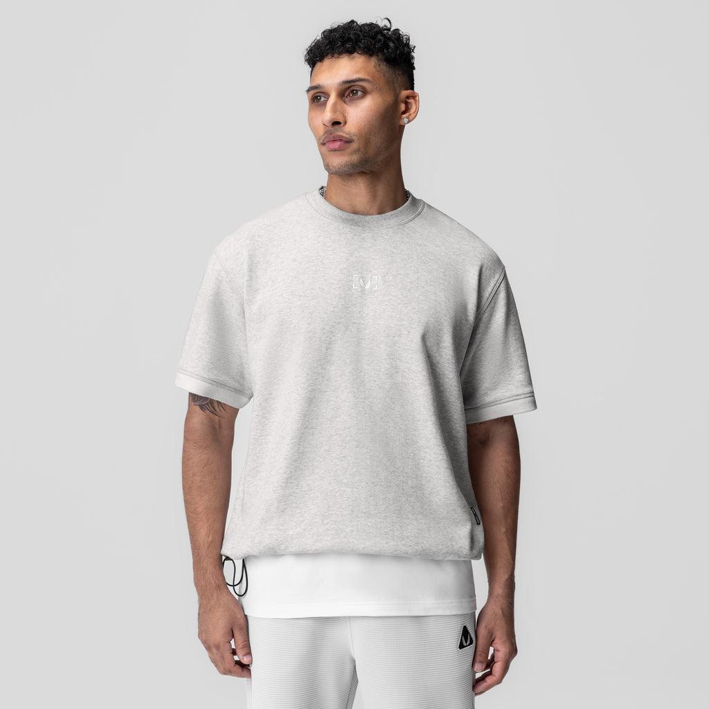1026. Herringbone Terry Oversized Cinch Tee - Heather Grey Product Image
