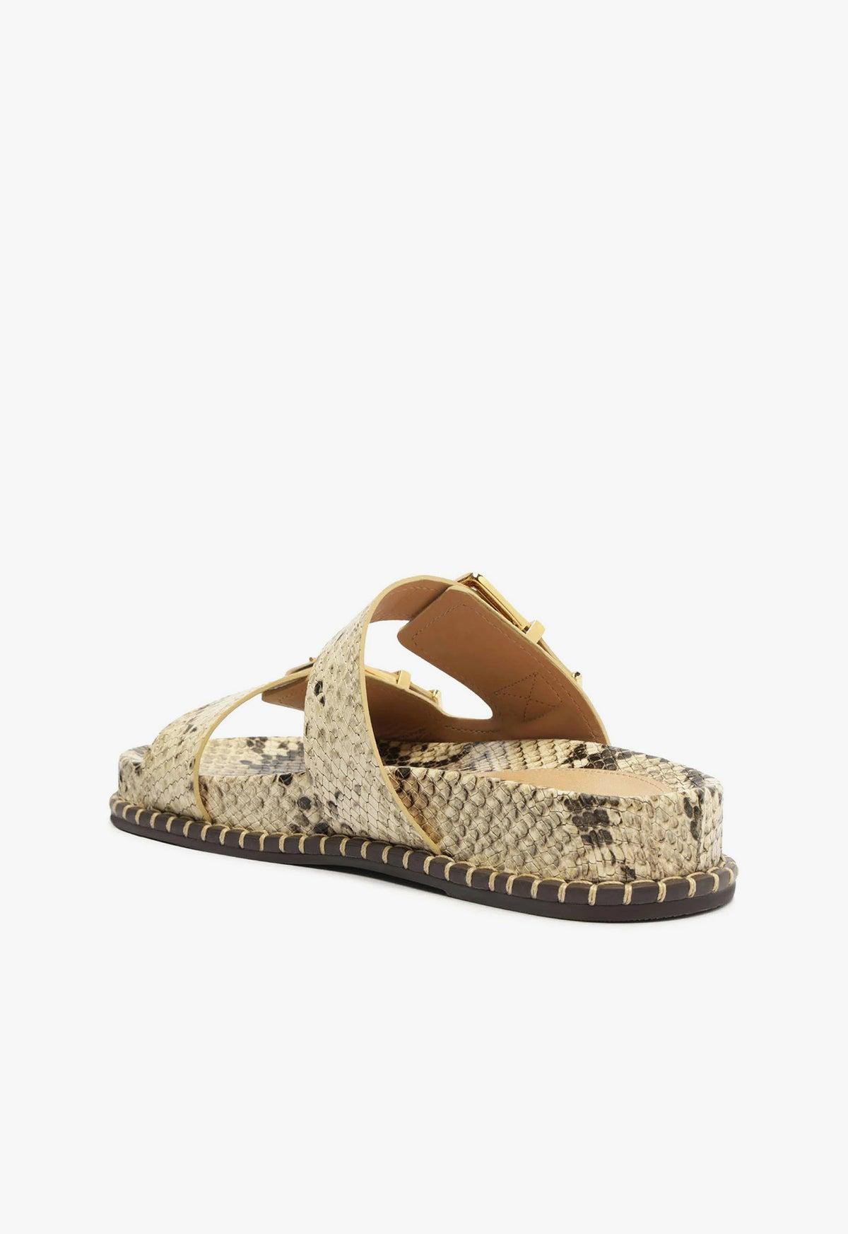 Naomi Sporty Snake-Embossed Leather Sandal Female Product Image