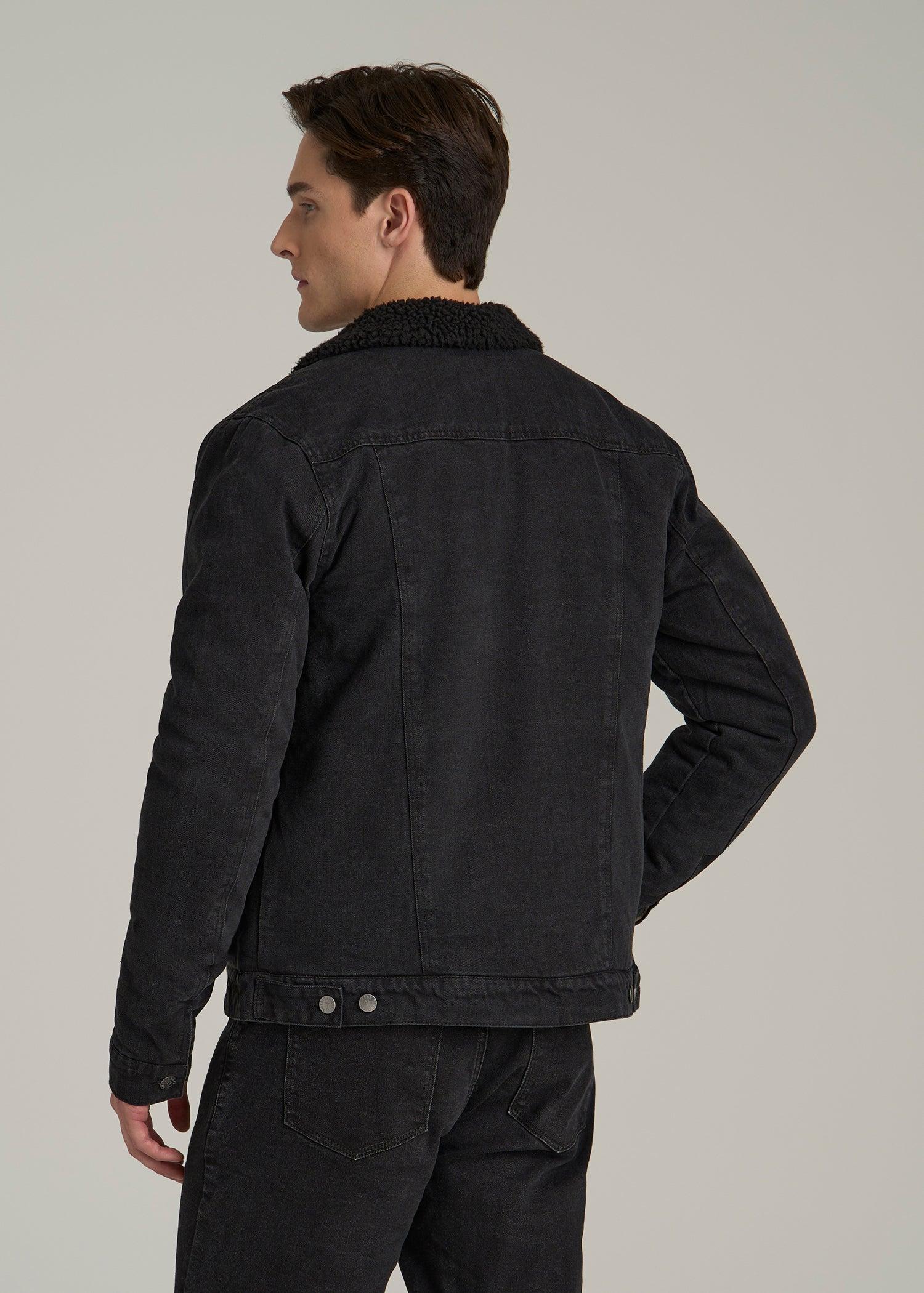 Denim Sherpa Jacket for Tall Men in Onyx Black Wash Male Product Image
