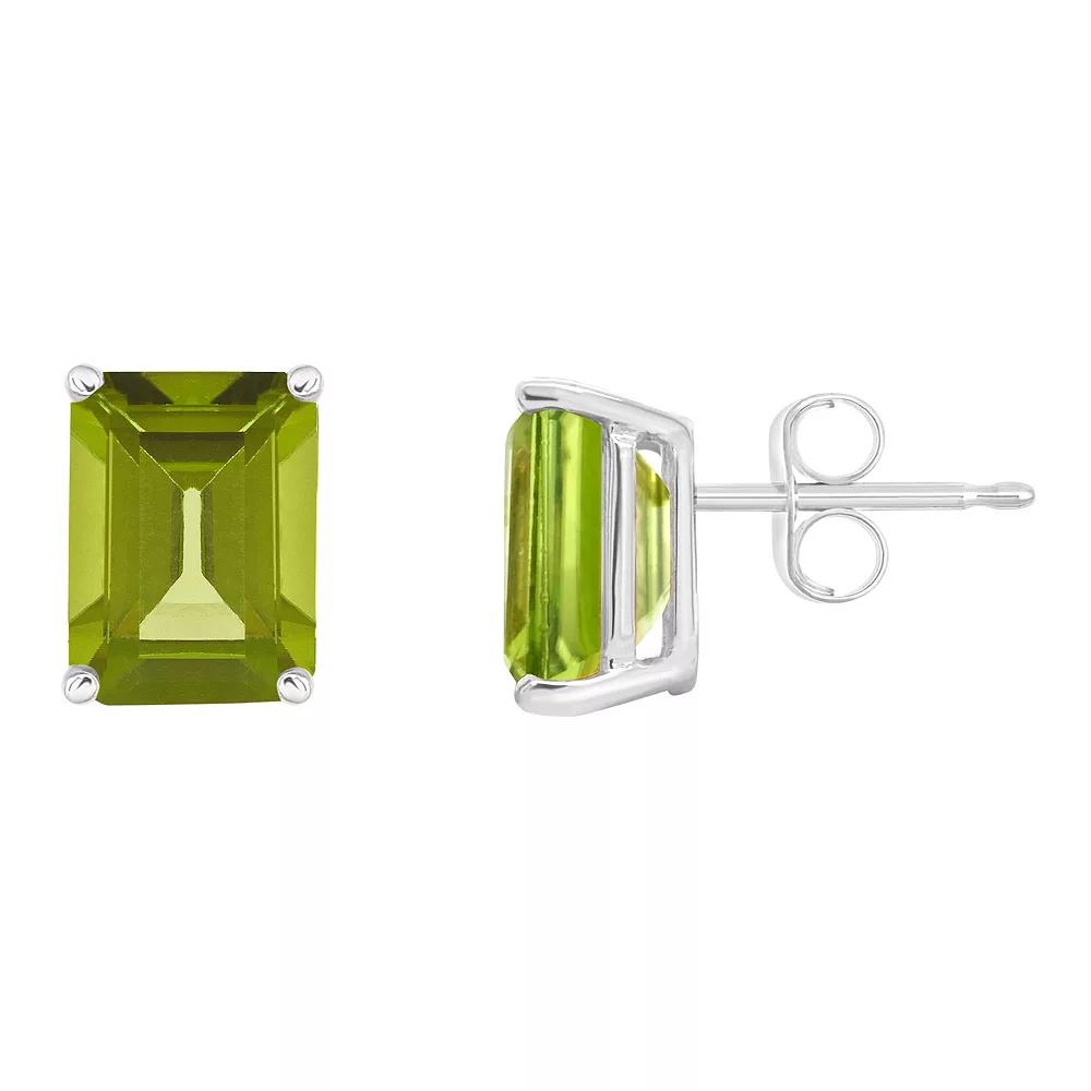 Celebration Gems 14k Gold Emerald Cut Peridot Stud Earrings, Women's, 14k Whgold Product Image