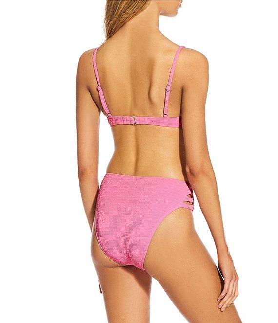 GB Solid Scrunchie Texture Knotted Side High Waisted Swim Bottom Product Image