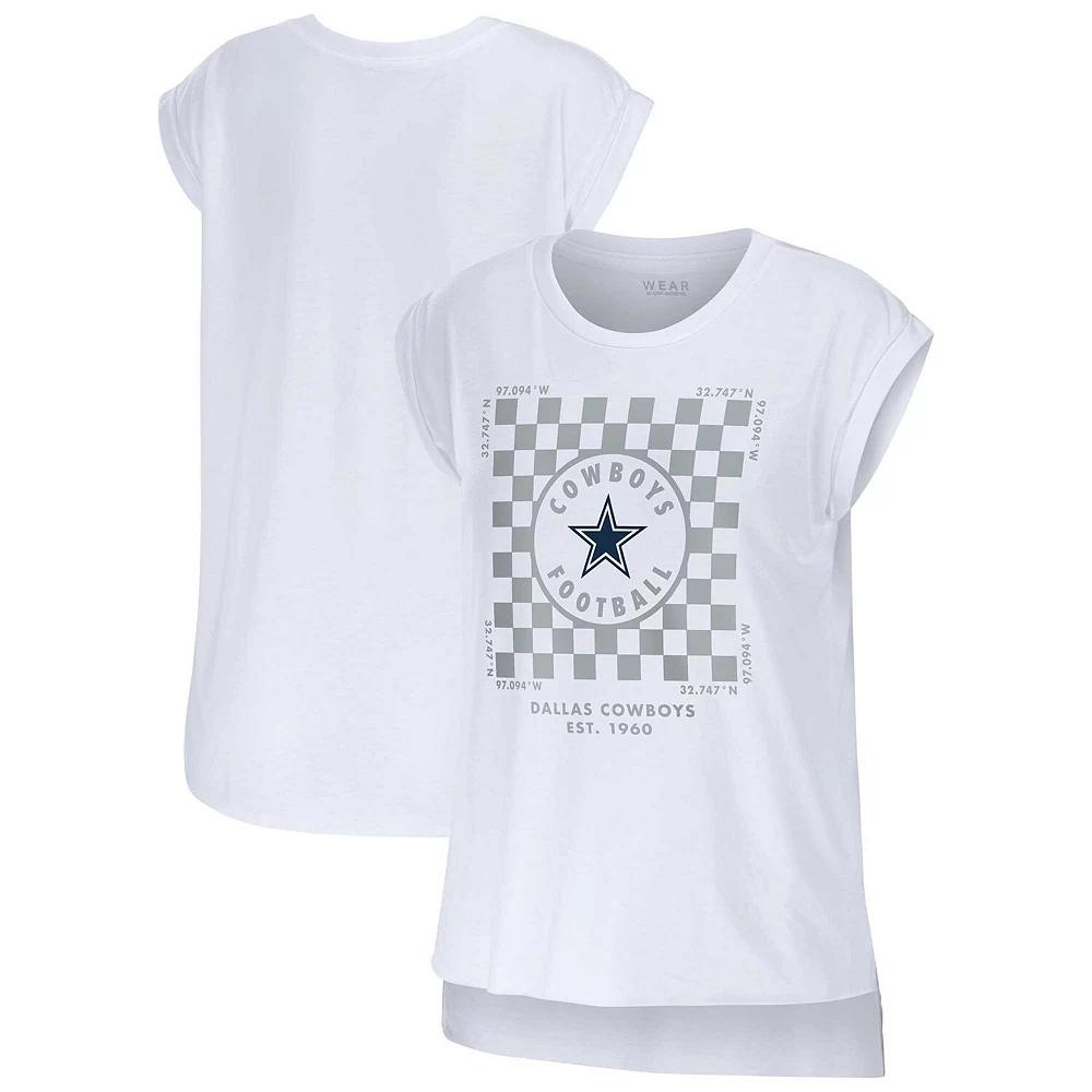 Women's WEAR by Erin Andrews White Dallas Cowboys Checker Muscle Tank Top,  Product Image