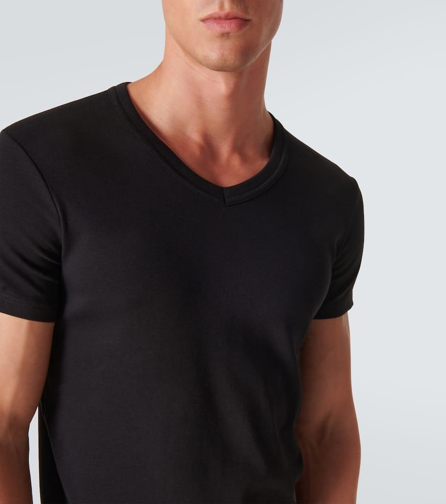 TOM FORD Black Basic Crewneck T-shirt With Tonal Stitching In Cotton Blend Man Product Image