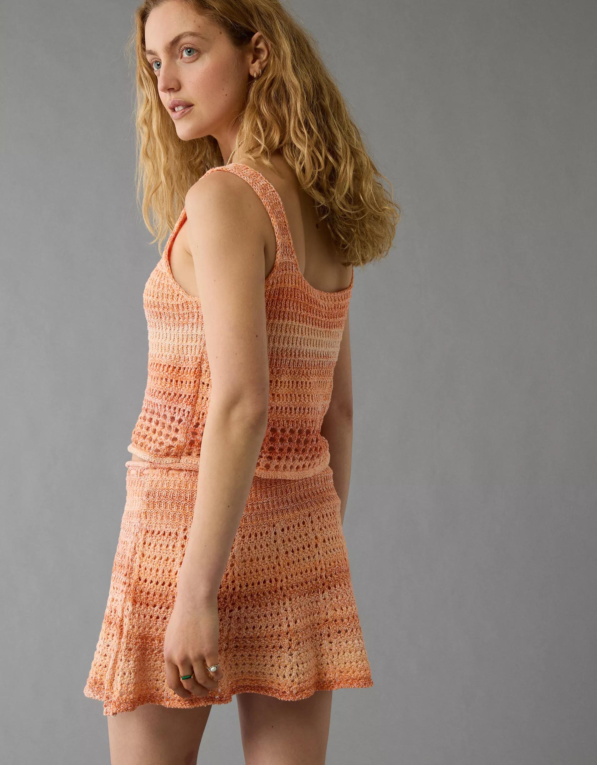 AE High-Waisted Crochet Mini Skirt Product Image